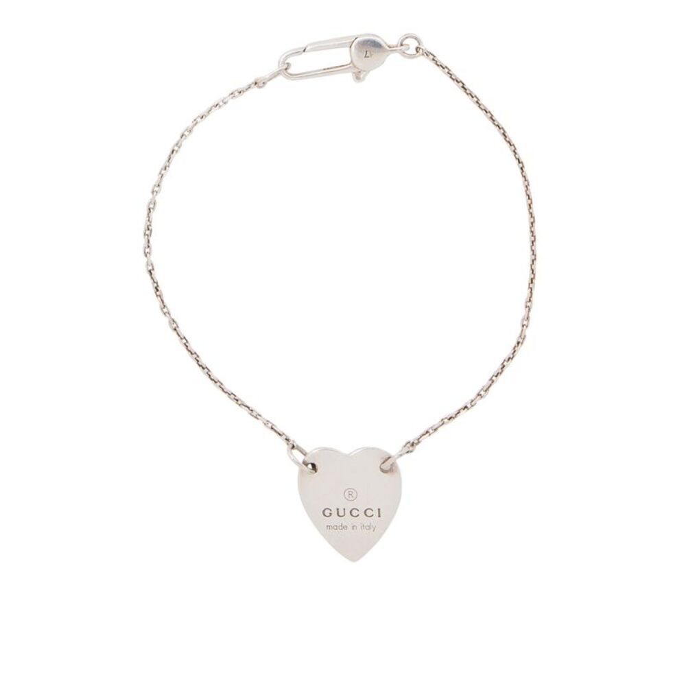 Gucci Sterling Silver Trademark Heart Tag Bracelet